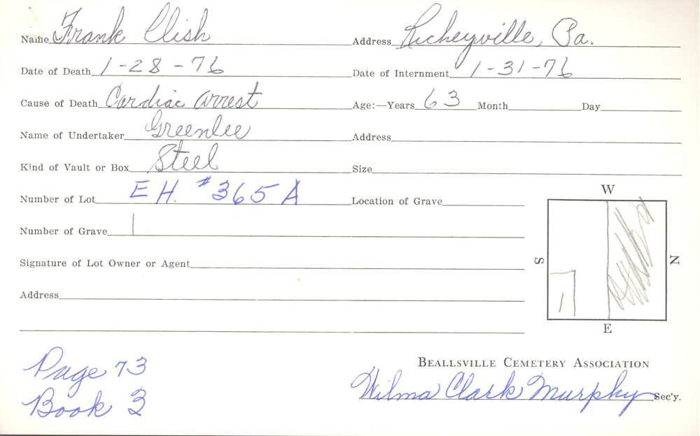 burial card